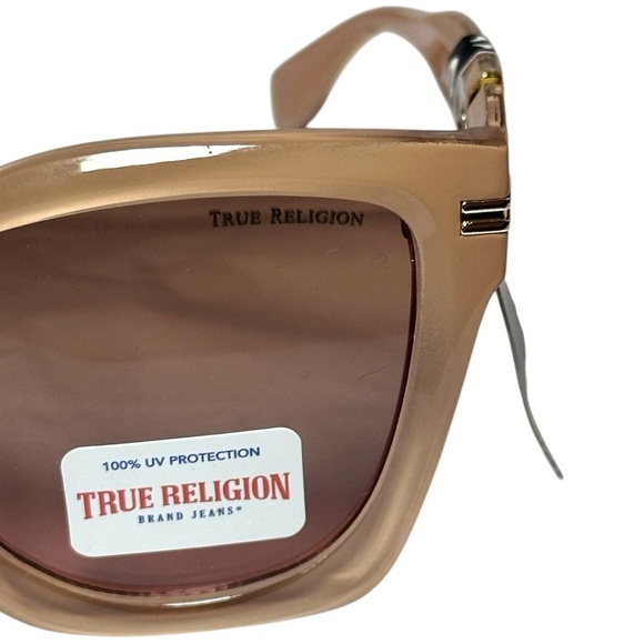 True Religion Tan Cat-Eye Sunglasses with Angular Details - Picture 3 of 5